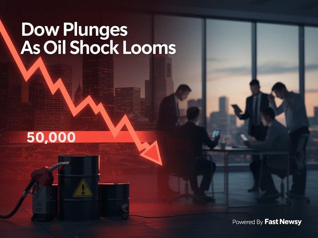Shock Drop: Dow Falls Below 50,000 as Investors Brace for Oil Crisis