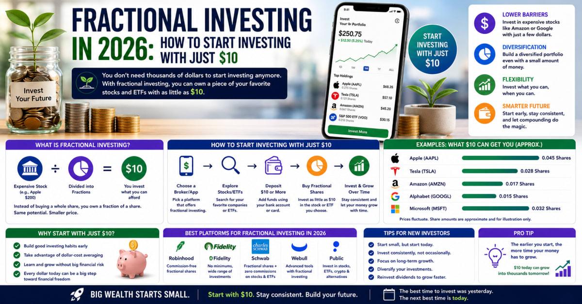 Fractional Investing 2026: Start With Just $10